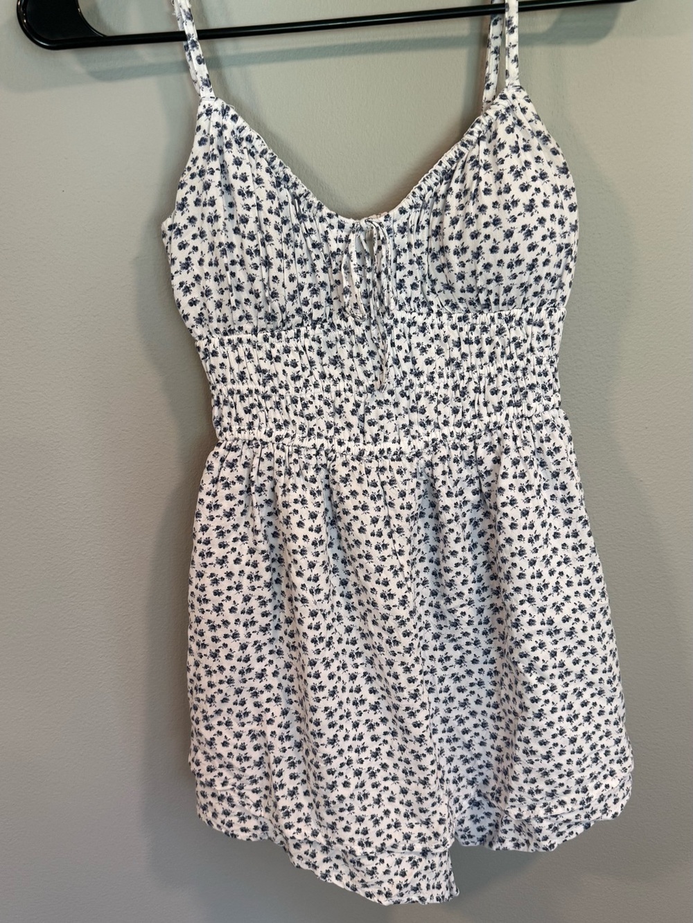 Women’s White Floral Sundress with Navy Print